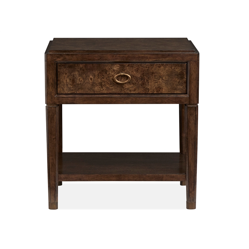 Bowery Hill Open Nightstand in Espresso With Fixed Wood Shelf