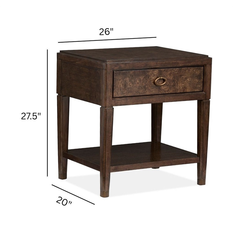 Bowery Hill Open Nightstand in Espresso With Fixed Wood Shelf
