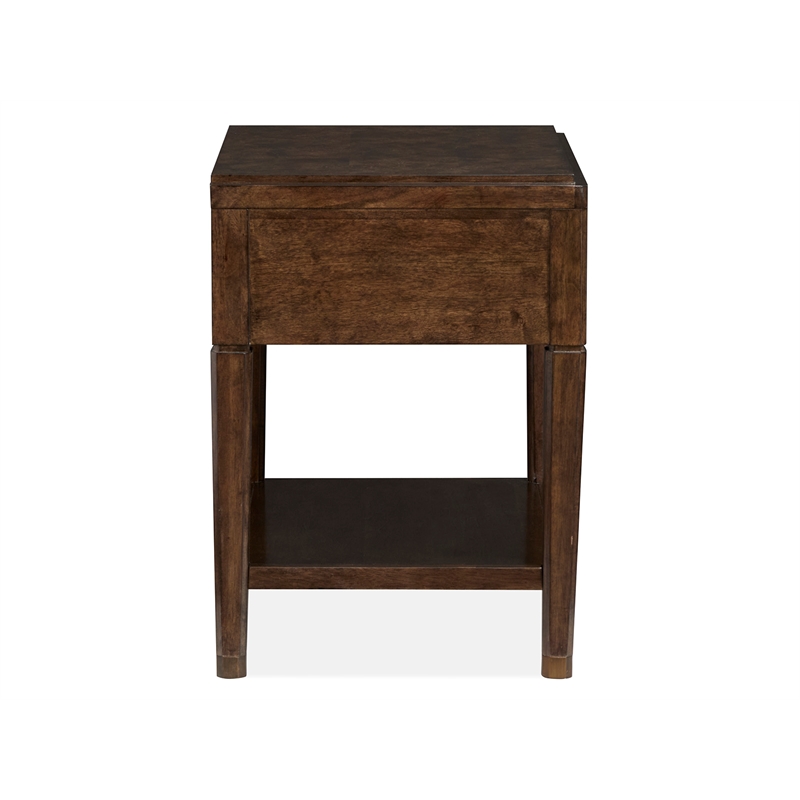 Bowery Hill Open Nightstand in Espresso With Fixed Wood Shelf