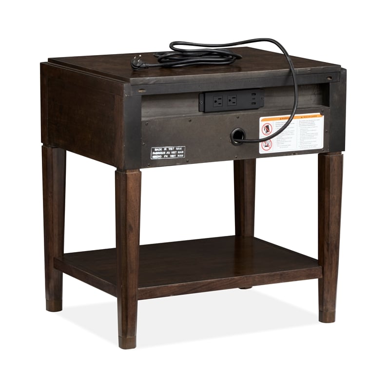 Bowery Hill Open Nightstand in Espresso With Fixed Wood Shelf