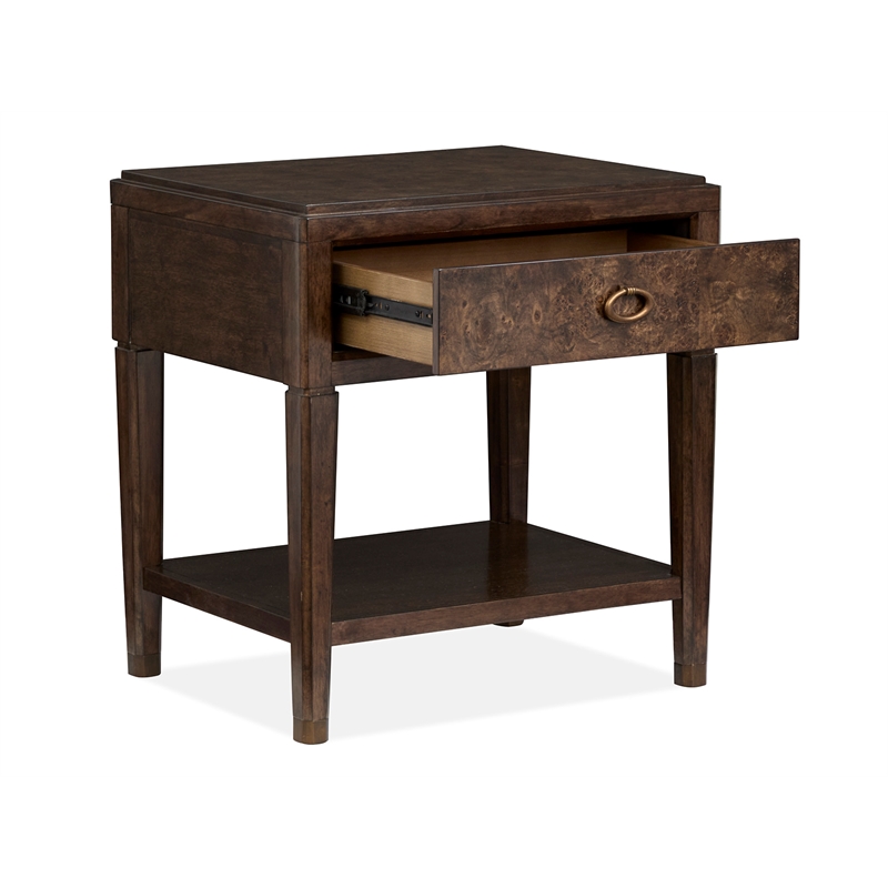 Bowery Hill Open Nightstand in Espresso With Fixed Wood Shelf