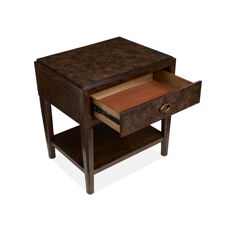 Bowery Hill Open Nightstand in Espresso With Fixed Wood Shelf