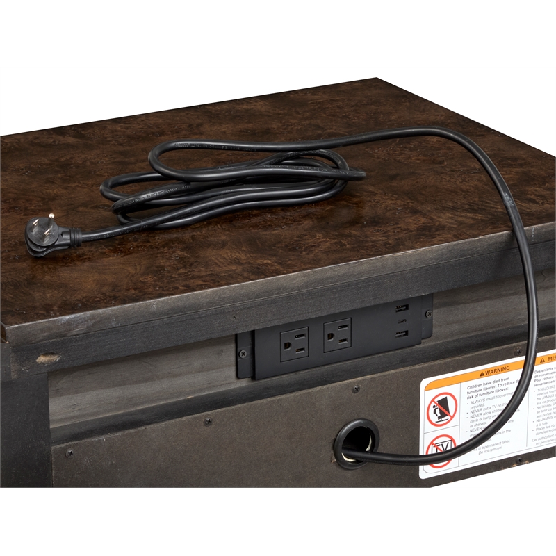 Bowery Hill Open Nightstand in Espresso With Fixed Wood Shelf