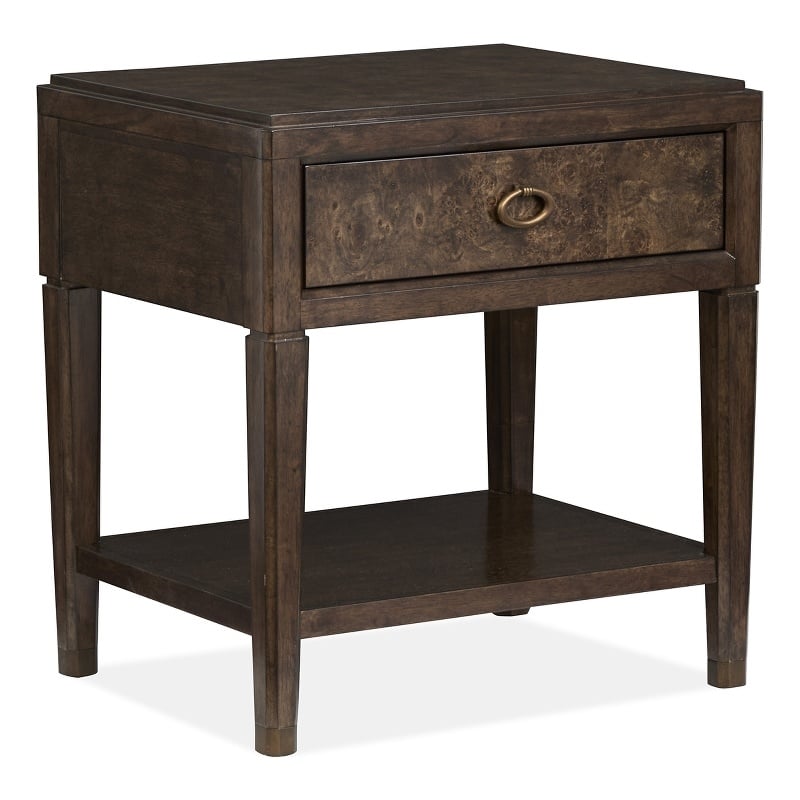 Bowery Hill Open Nightstand in Espresso With Fixed Wood Shelf