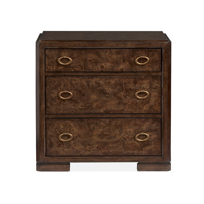 Bowery Hill 3-Drawer Nightstand in Espresso With Felt Lined Top