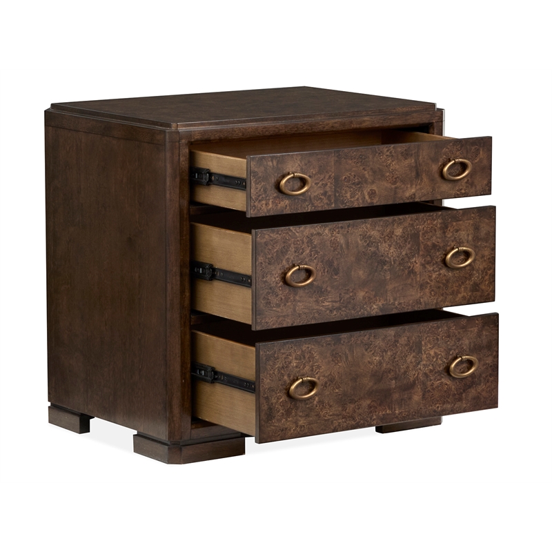 Bowery Hill 3-Drawer Nightstand in Espresso With Felt Lined Top