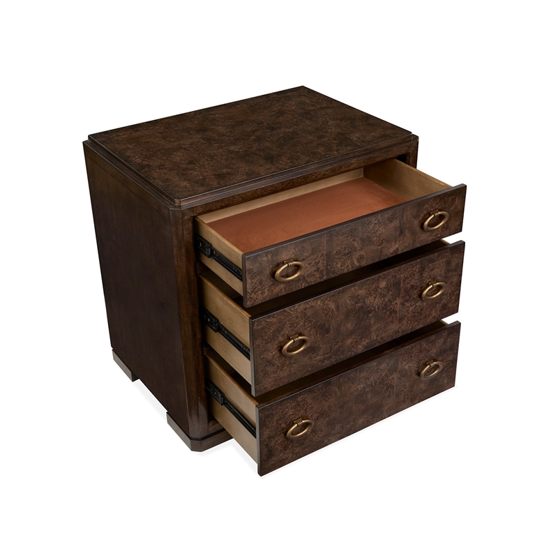 Bowery Hill 3-Drawer Nightstand in Espresso With Felt Lined Top