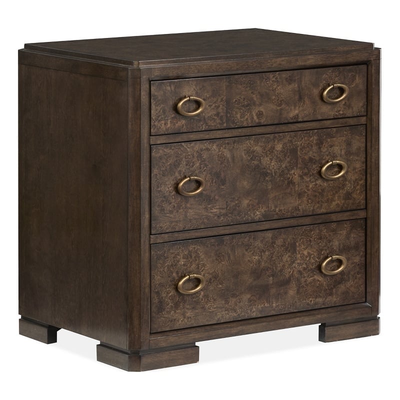 Bowery Hill 3-Drawer Nightstand in Espresso With Felt Lined Top