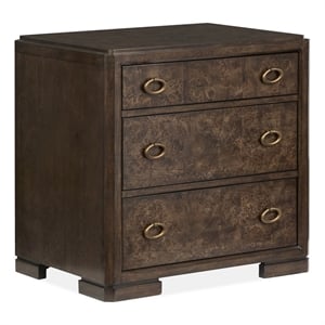 Bowery Hill 3-Drawer Nightstand in Espresso With Felt Lined Top