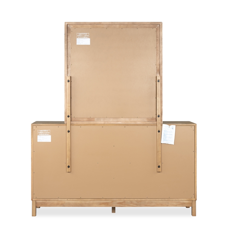 Bowery Hill 6-Drawer Dresser With Portrait Mirror in Rustic Caramel