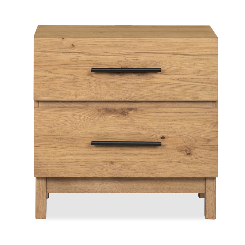 Bowery Hill 2-Drawer Nightstand in Rustic Caramel With Felt Lining