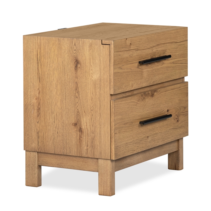 Bowery Hill 2-Drawer Nightstand in Rustic Caramel With Felt Lining