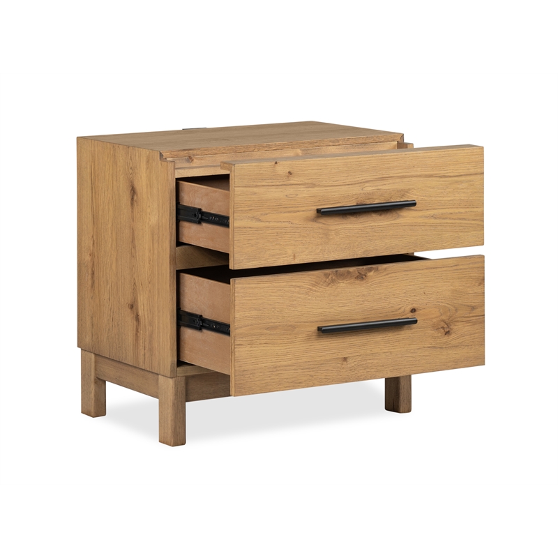 Bowery Hill 2-Drawer Nightstand in Rustic Caramel With Felt Lining