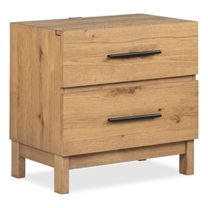 Bowery Hill 2-Drawer Nightstand in Rustic Caramel With Felt Lining