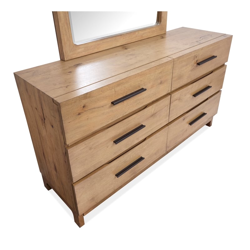 Bowery Hill Contemporary 6-Drawer Bedroom Dresser in Rustic Caramel