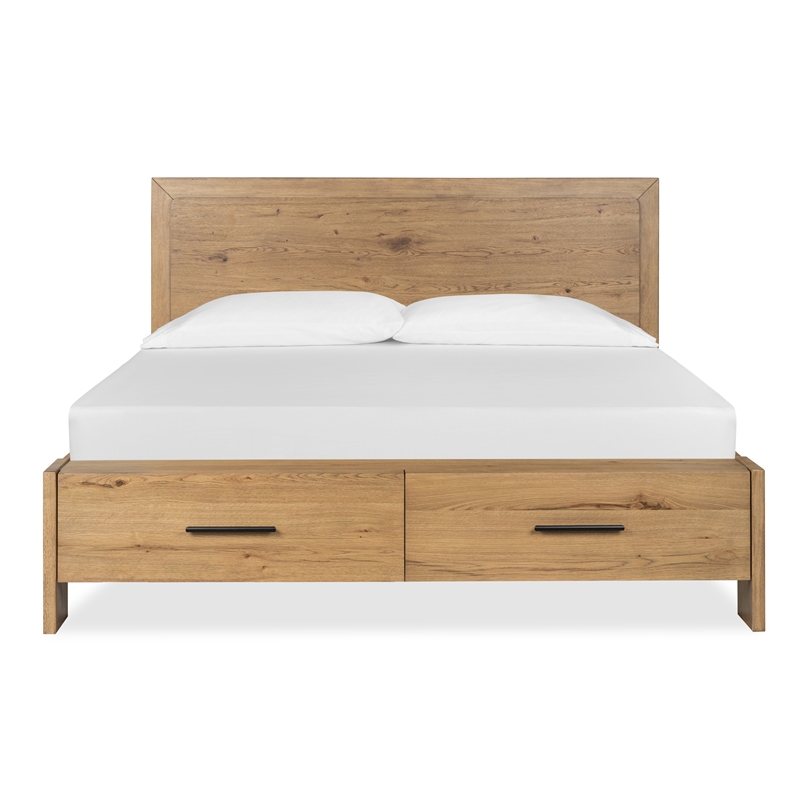 Bowery Hill Contemporary King Panel Storage Bed in Rustic Caramel