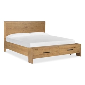 Bowery Hill Contemporary King Panel Storage Bed in Rustic Caramel