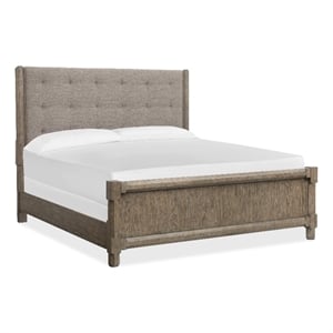 Bowery Hill Contemporary King Upholstered Panel Bed in Smokey Taupe
