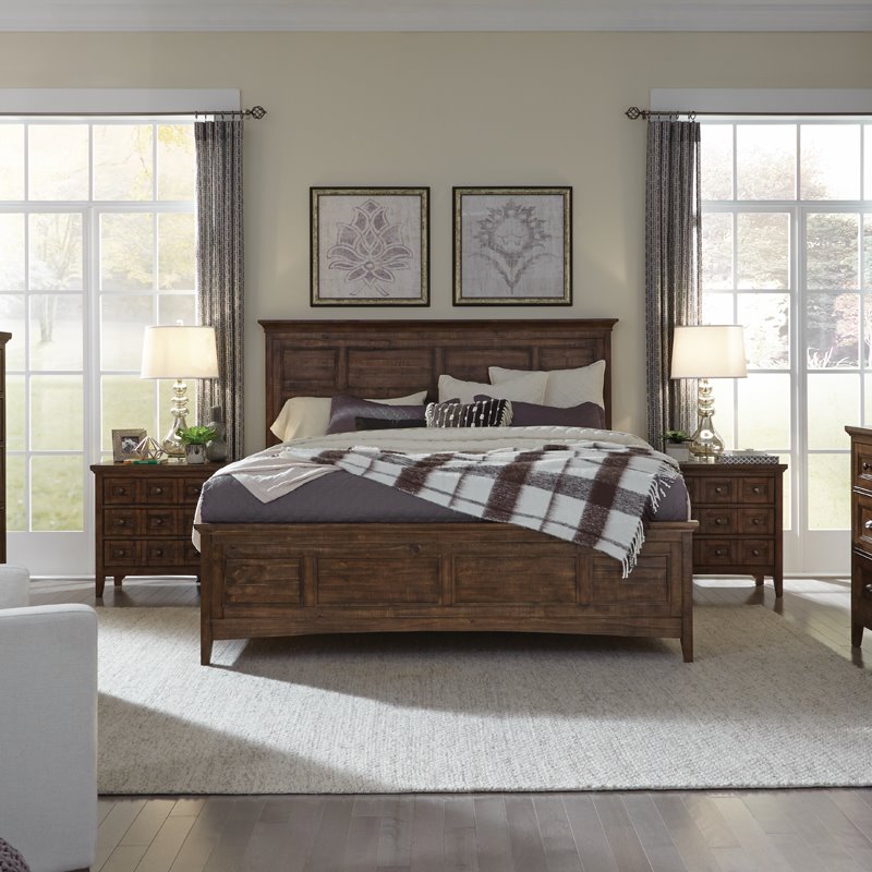 Bowery Hill Contemporary California King Panel Bed in Toasted Nutmeg