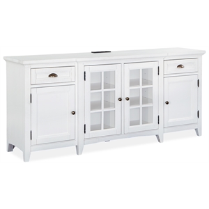 Bowery Hill 70&quot Entertainment Console in Chalk White With Glass Doors
