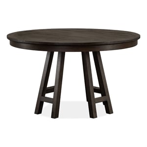 Bowery Hill 52&quot Round Dining Table in Graphite With Metal Accents
