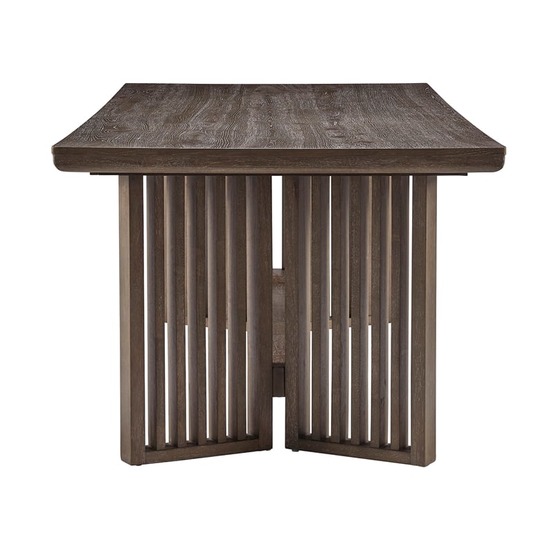 Bowery Hill Contemporary Trestle Dining Table in Weathered Kona Brown