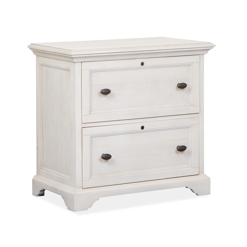 Bowery Hill Alabaster Lateral File With Hutch and Locking Drawers