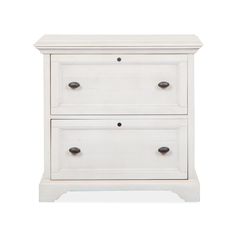 Bowery Hill Alabaster Lateral File With Hutch and Locking Drawers