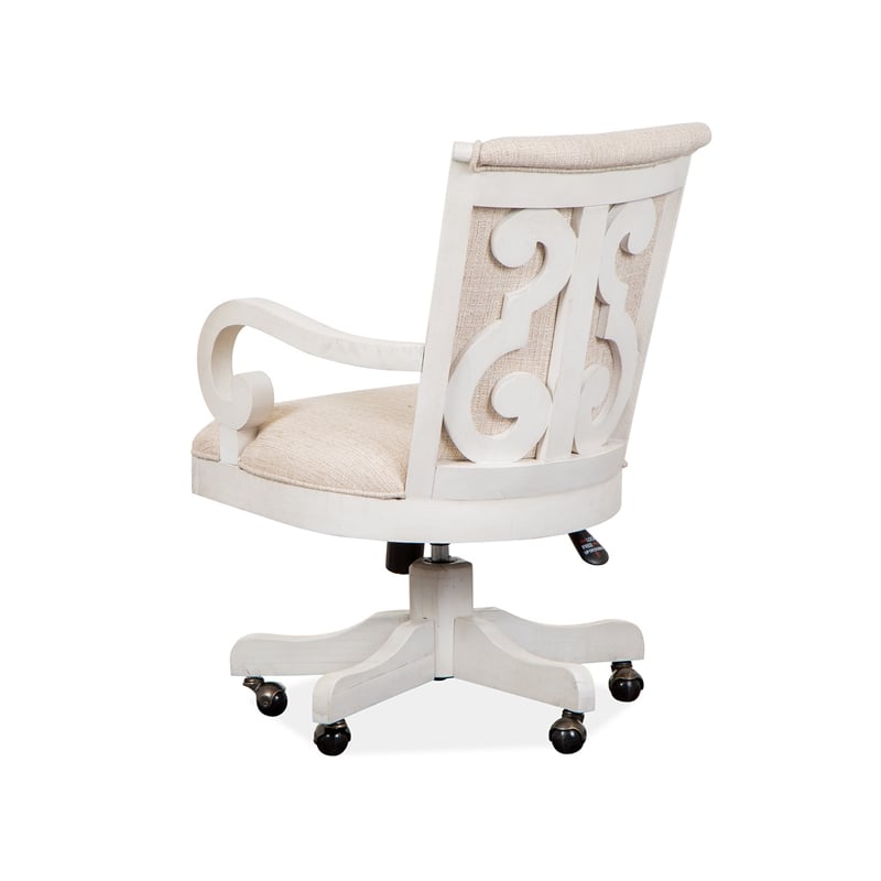 Bowery Hill Contemporary Alabaster Upholstered Swivel Chair With Casters