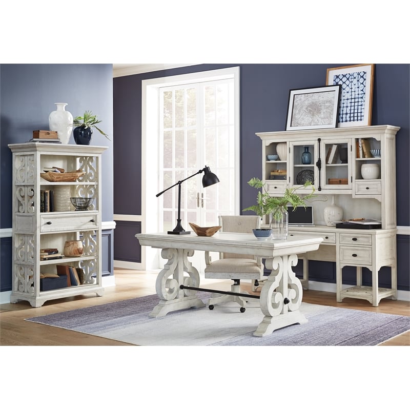 Bowery Hill Contemporary Alabaster Upholstered Swivel Chair With Casters