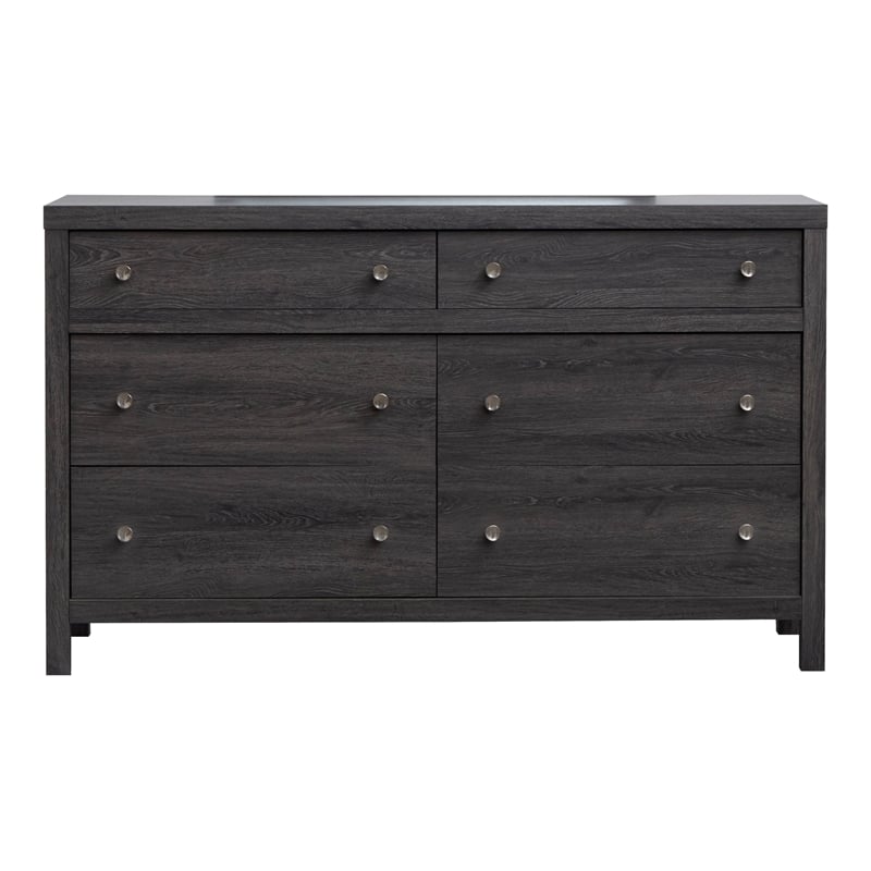 Bowery Hill 6-Drawer Bedroom Dresser in Raisin Black With Soft Close