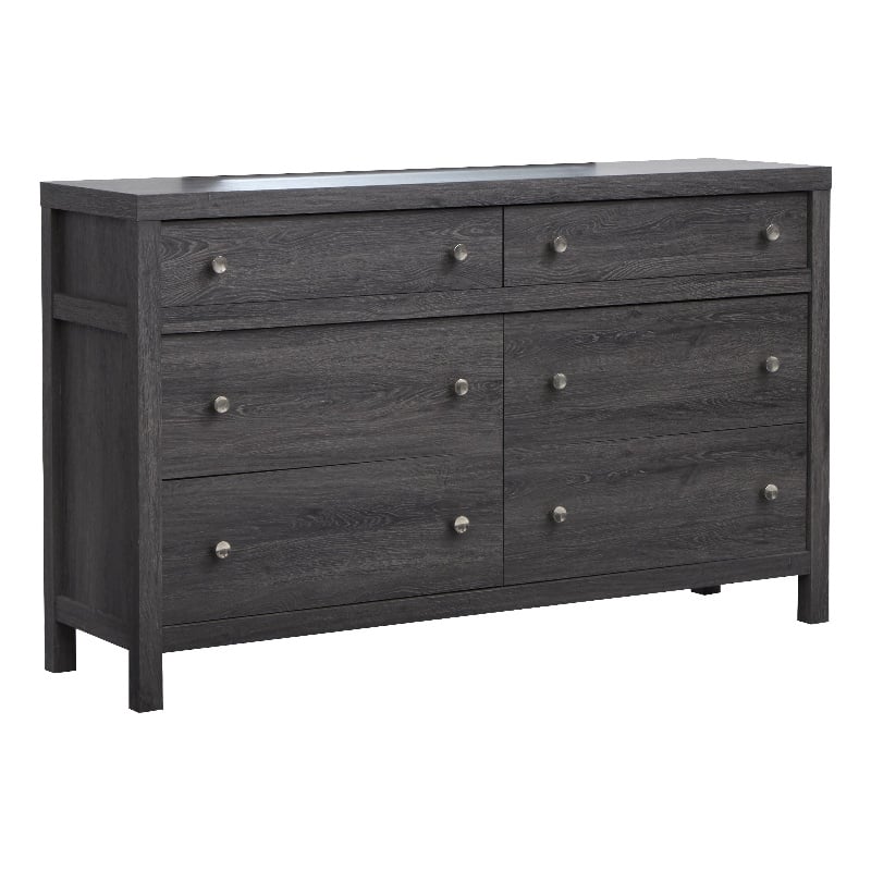 Bowery Hill 6-Drawer Bedroom Dresser in Raisin Black With Soft Close