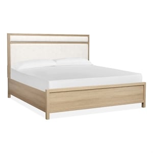 Bowery Hill Contemporary Queen Upholstered Panel Bed in Sandstone Beige