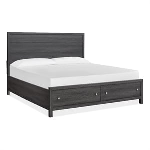 Bowery Hill Queen Panel Storage Bed With 2 Drawers in Raisin Black
