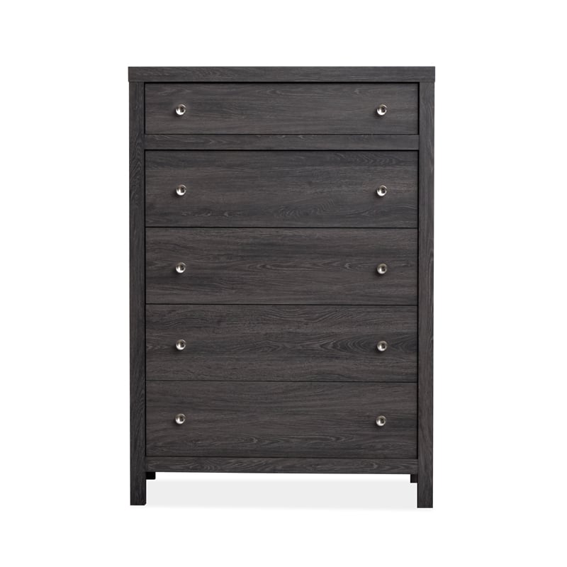 Bowery Hill 5-Drawer Bedroom Chest in Raisin Black With Soft Close