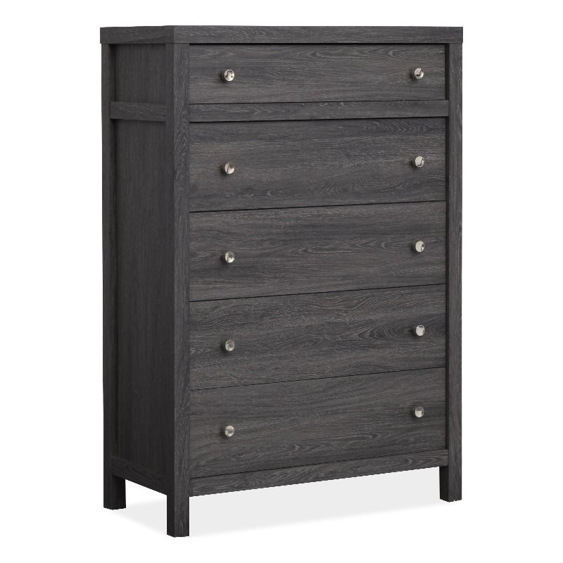 Bowery Hill 5-Drawer Bedroom Chest in Raisin Black With Soft Close