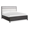 Bowery Hill Contemporary King Upholstered Panel Bed in Raisin Black