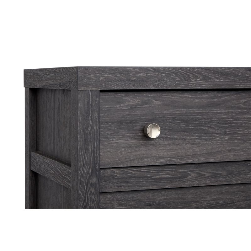 Bowery Hill 6-Drawer Dresser With Portrait Mirror in Raisin Black