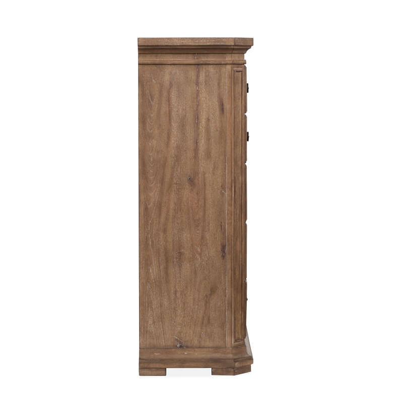 Bowery Hill 5-Drawer Chest With Felt Lined Top Drawer in Florentine Walnut