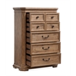 Bowery Hill 5-Drawer Chest With Felt Lined Top Drawer in Florentine Walnut