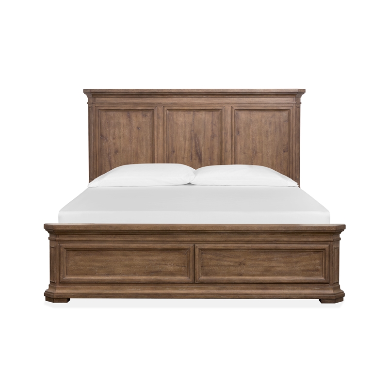 Bowery Hill Queen Upholstered Panel Bed in Florentine Walnut
