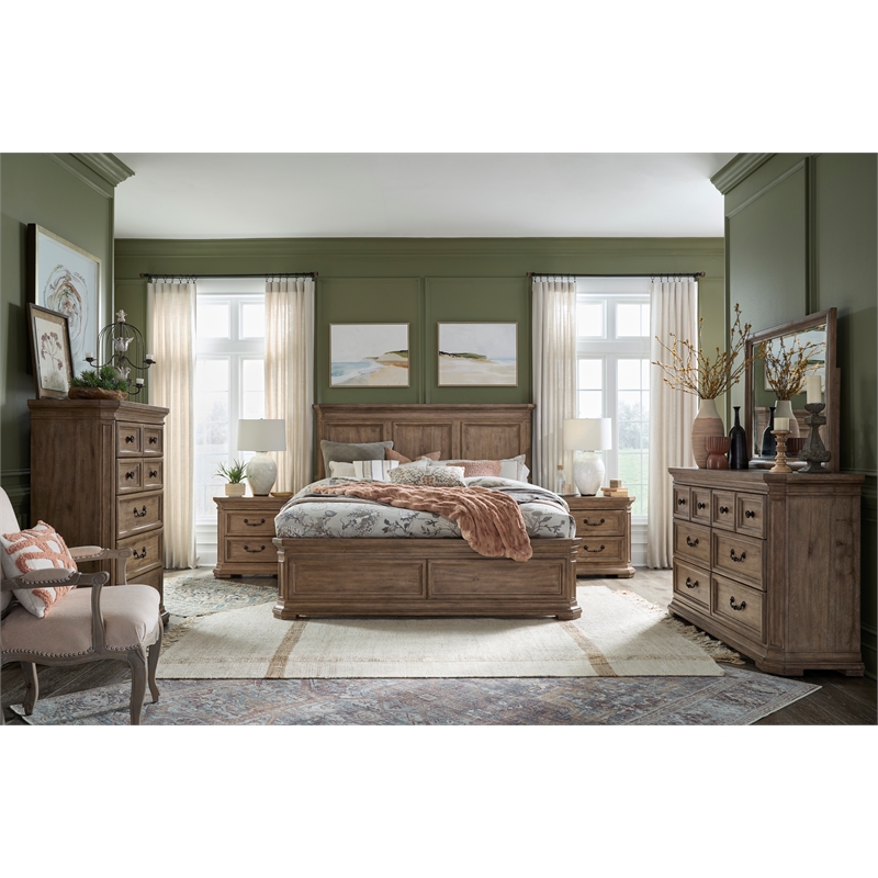 Bowery Hill 5-Drawer Chest in Florentine Walnut With Felt-Lined Drawers
