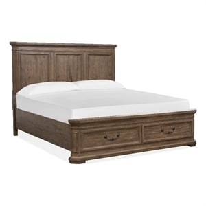 Bowery Hill Contemporary King Upholstered Panel Bed in Florentine Walnut