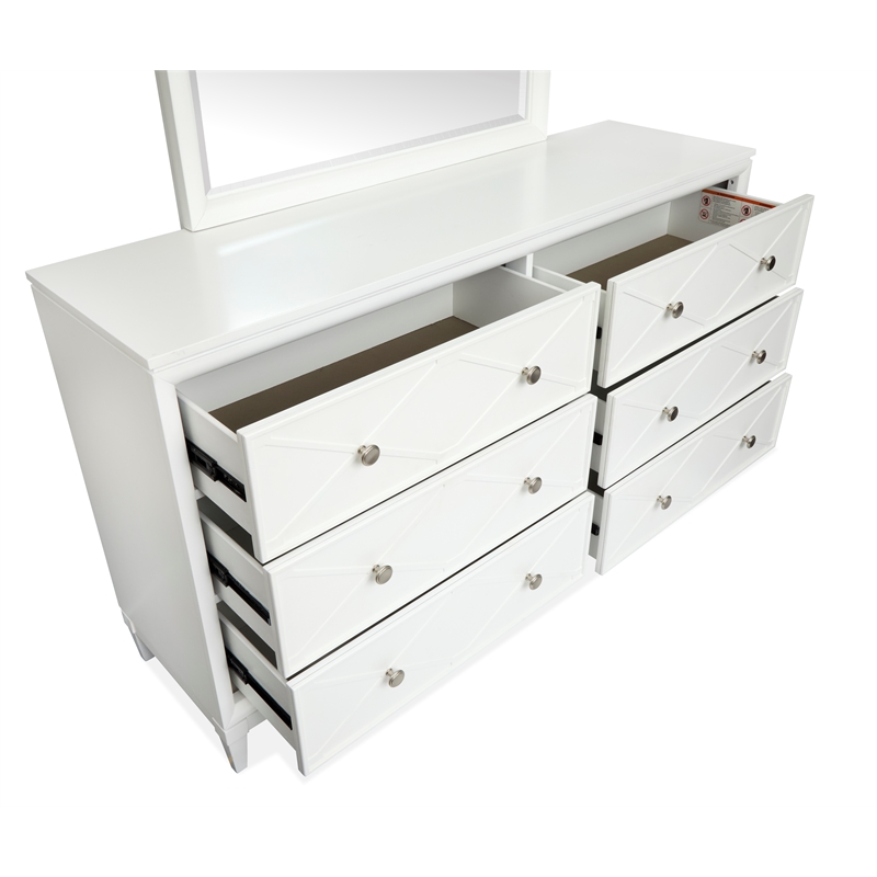 Bowery Hill 6-Drawer Bedroom Dresser With Felt Lined Drawers in Whisper White