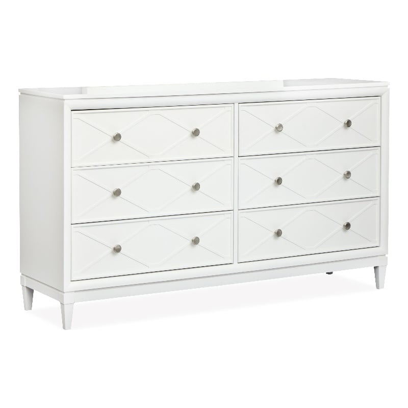 Bowery Hill 6-Drawer Bedroom Dresser With Felt Lined Drawers in Whisper White