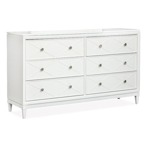 Bowery Hill 6-Drawer Bedroom Dresser With Felt Lined Drawers in Whisper White