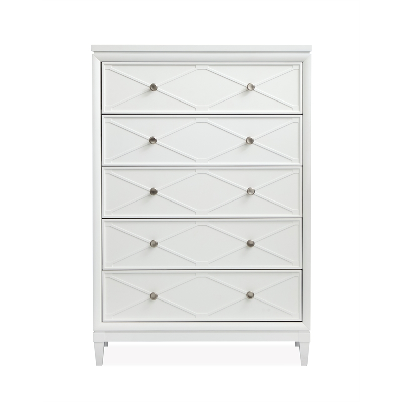 Bowery Hill 5-Drawer Bedroom Chest With Felt Lined Drawer in Whisper White