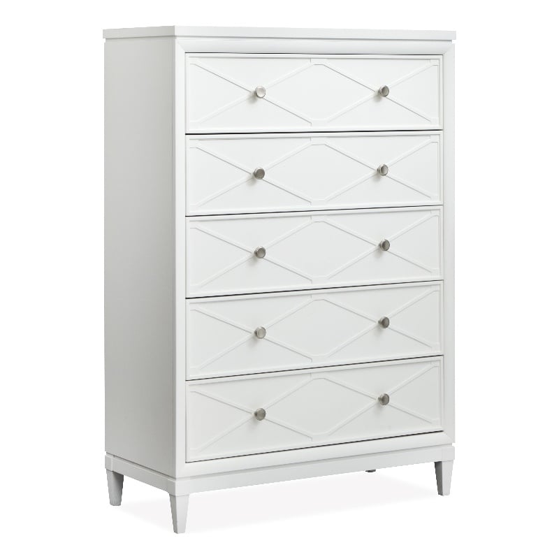 Bowery Hill 5-Drawer Bedroom Chest With Felt Lined Drawer in Whisper White