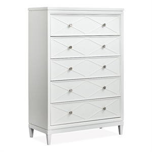 Bowery Hill 5-Drawer Bedroom Chest With Felt Lined Drawer in Whisper White