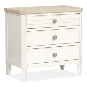 Bowery Hill Contemporary 3-Drawer Nightstand in Sea Pearl and Driftwood